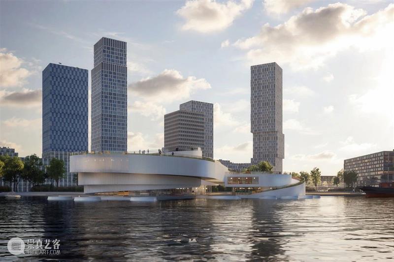Mecanoo‘鹿特丹海事中心’方案，水面上的三个‘螺旋’ 螺旋 水面 Mecanoo 鹿特丹海事中心 方案 鹿特丹 haven 沿岸 标志性 建筑物 崇真艺客