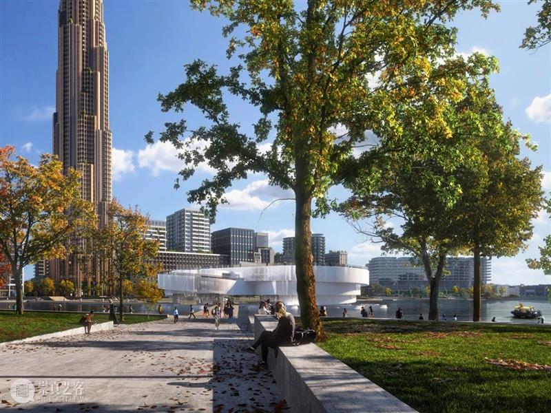 Mecanoo‘鹿特丹海事中心’方案，水面上的三个‘螺旋’ 螺旋 水面 Mecanoo 鹿特丹海事中心 方案 鹿特丹 haven 沿岸 标志性 建筑物 崇真艺客