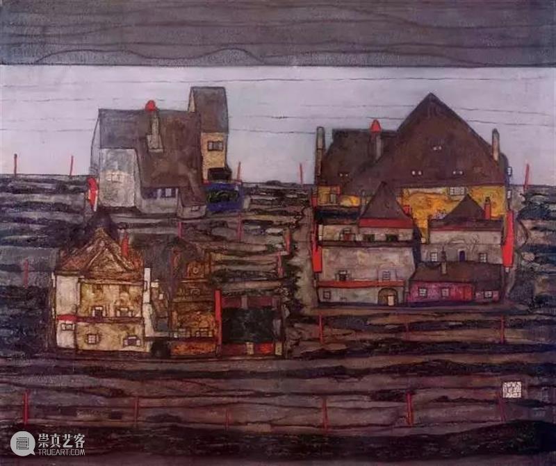 罕见！情色艺术大师席勒风景画 席勒 情色 艺术 大师 风景 维也纳分离派 代表 表现主义 画家 油画 崇真艺客