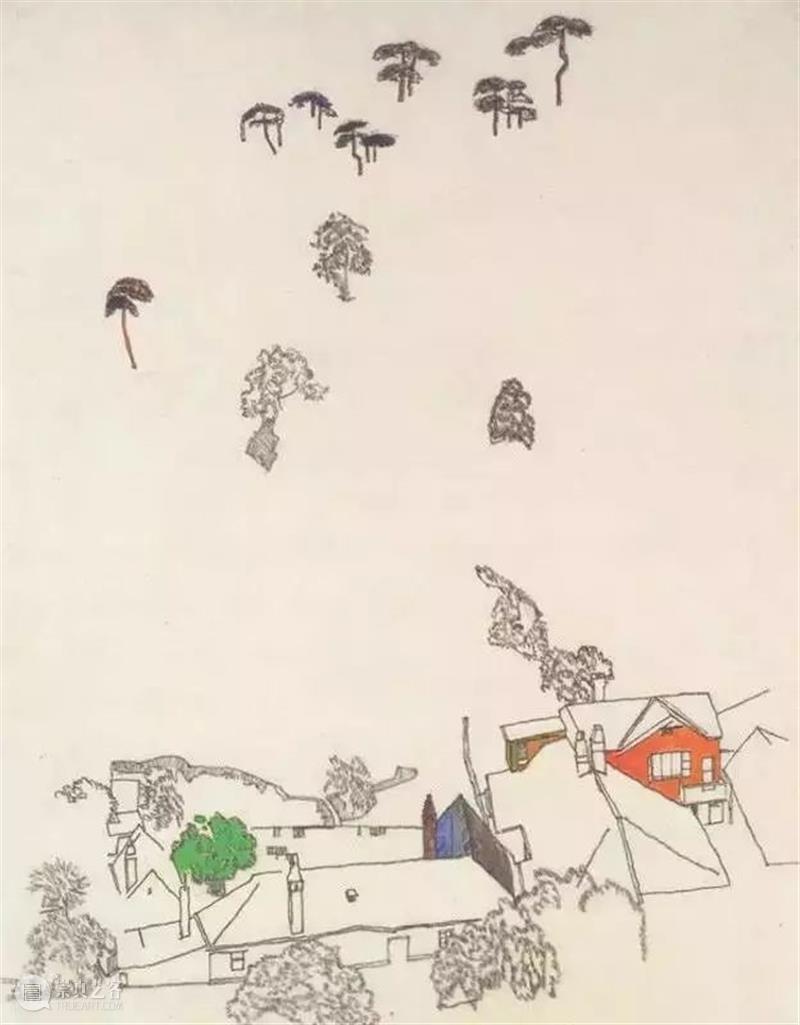 罕见！情色艺术大师席勒风景画 席勒 情色 艺术 大师 风景 维也纳分离派 代表 表现主义 画家 油画 崇真艺客
