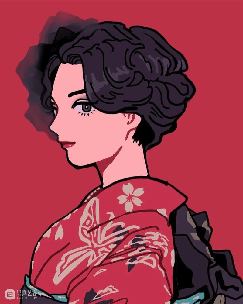 帅气的画风人像 人像 画风 日本 画师 @kamin illust 时尚 画面 主体 女性 崇真艺客