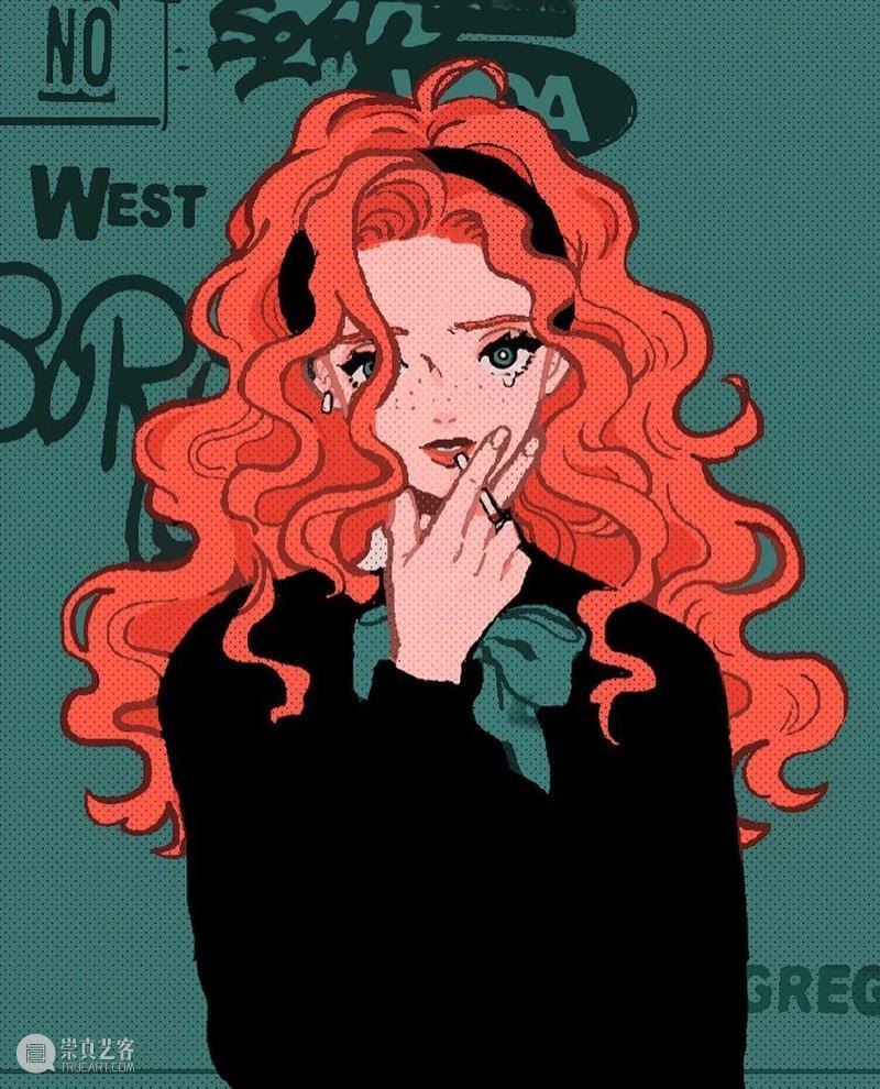 帅气的画风人像 人像 画风 日本 画师 @kamin illust 时尚 画面 主体 女性 崇真艺客