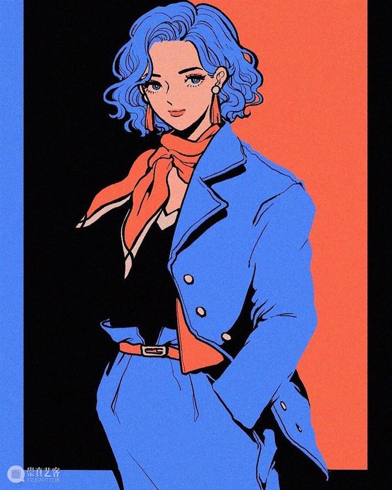 帅气的画风人像 人像 画风 日本 画师 @kamin illust 时尚 画面 主体 女性 崇真艺客