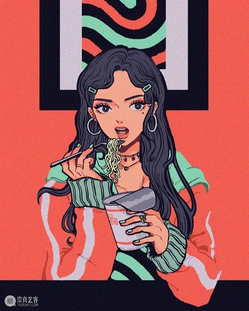 帅气的画风人像 人像 画风 日本 画师 @kamin illust 时尚 画面 主体 女性 崇真艺客
