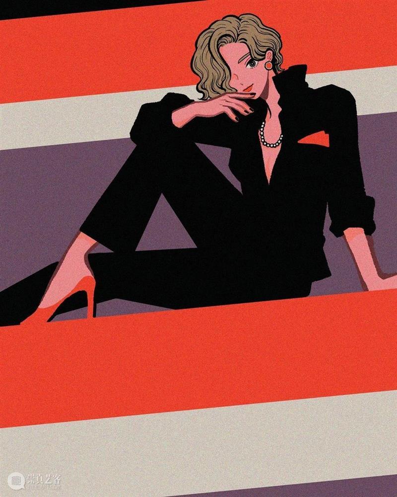帅气的画风人像 人像 画风 日本 画师 @kamin illust 时尚 画面 主体 女性 崇真艺客