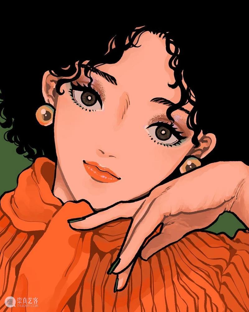 帅气的画风人像 人像 画风 日本 画师 @kamin illust 时尚 画面 主体 女性 崇真艺客