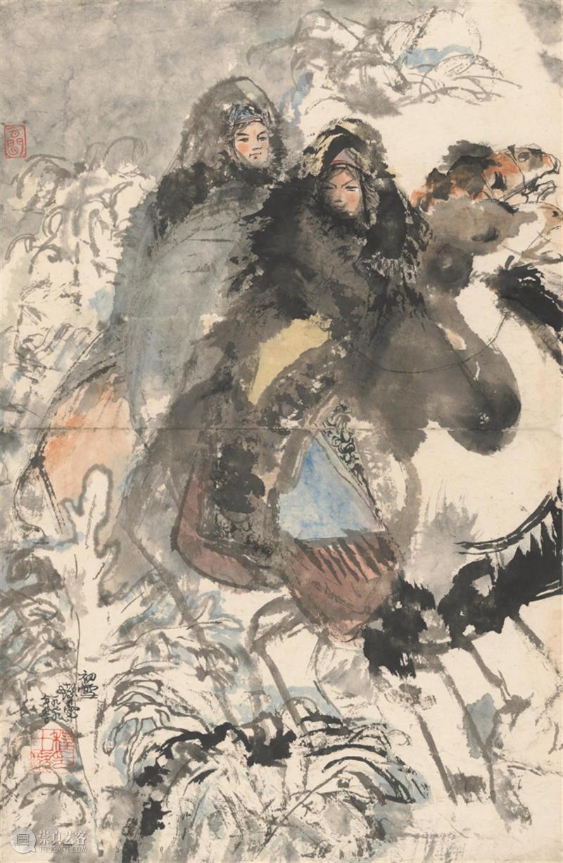 【中华艺术宫 | 轻悦读】程十发《初雪》:雪掩万物的北国景象 中华艺术宫 程十发 初雪 中华艺术宫 万物 北国 景象 中国 骆驼 少女 形象 崇真艺客