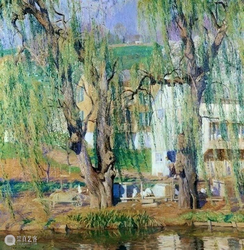 微风拂过，化作满园的郁香 微风 满园 郁香 浪漫主义 印象派 画家 Daniel Garber 美国 影响力 崇真艺客