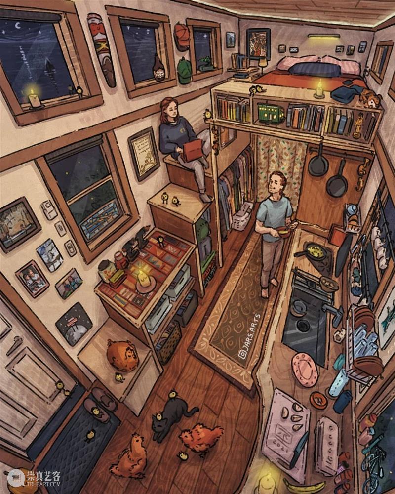 一屋两人三餐四季 两人 绘画 故事 房间 前景 建筑 概念 氛围 室外 风景 崇真艺客
