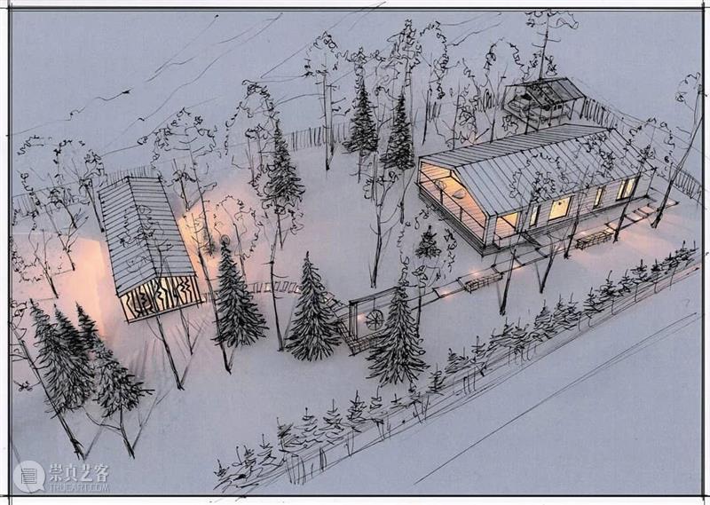 给建筑手稿加点光  中国美术精选 建筑 手稿 模型 马克笔 夜间 光感 小屋 氛围 作品 往期 崇真艺客