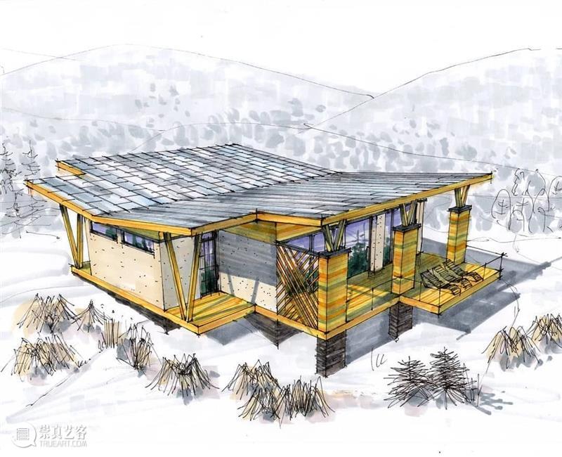 给建筑手稿加点光  中国美术精选 建筑 手稿 模型 马克笔 夜间 光感 小屋 氛围 作品 往期 崇真艺客