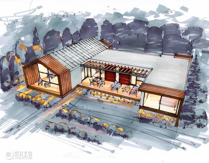 给建筑手稿加点光  中国美术精选 建筑 手稿 模型 马克笔 夜间 光感 小屋 氛围 作品 往期 崇真艺客