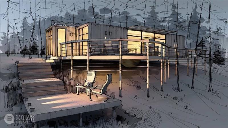 给建筑手稿加点光  中国美术精选 建筑 手稿 模型 马克笔 夜间 光感 小屋 氛围 作品 往期 崇真艺客