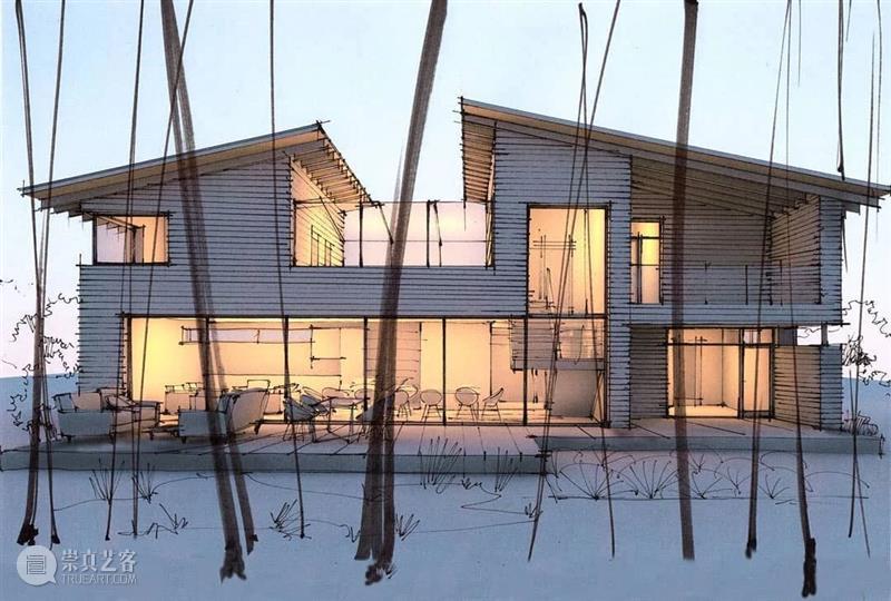 给建筑手稿加点光  中国美术精选 建筑 手稿 模型 马克笔 夜间 光感 小屋 氛围 作品 往期 崇真艺客