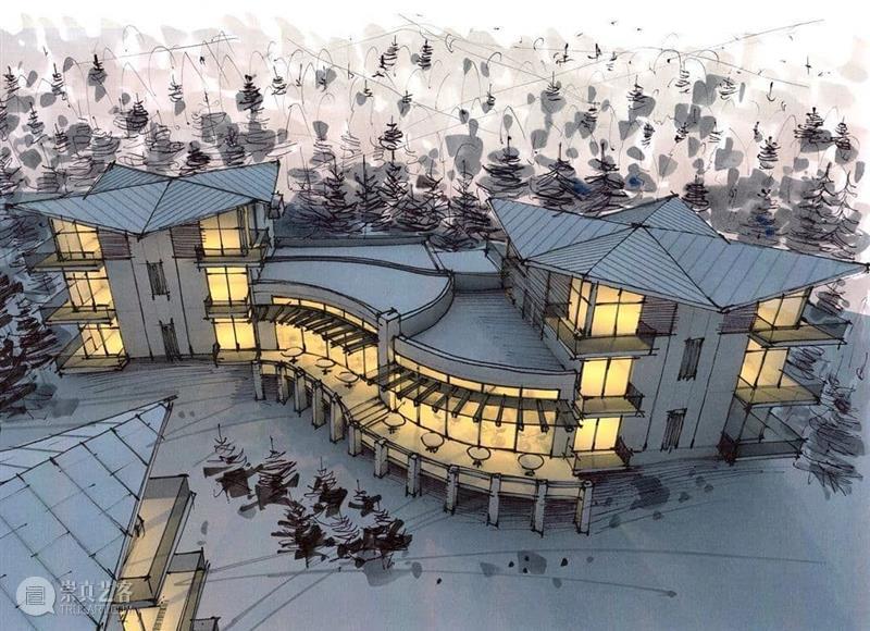 给建筑手稿加点光  中国美术精选 建筑 手稿 模型 马克笔 夜间 光感 小屋 氛围 作品 往期 崇真艺客