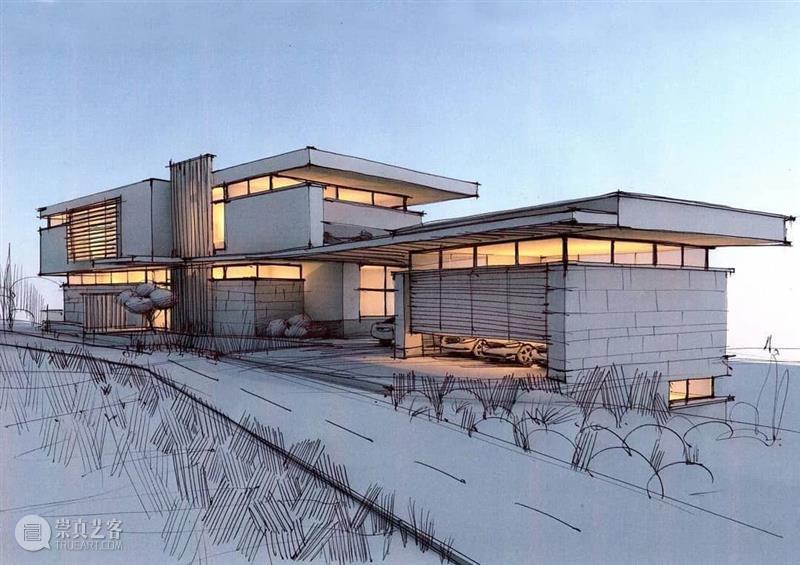 给建筑手稿加点光  中国美术精选 建筑 手稿 模型 马克笔 夜间 光感 小屋 氛围 作品 往期 崇真艺客