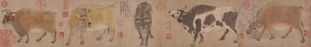 恭贺新春|收下这份寻宝图,出发! 恭贺新春 西安美术馆 LOOK 熟悉感 五牛图 作品 局部 韩滉 手卷 黄麻 崇真艺客