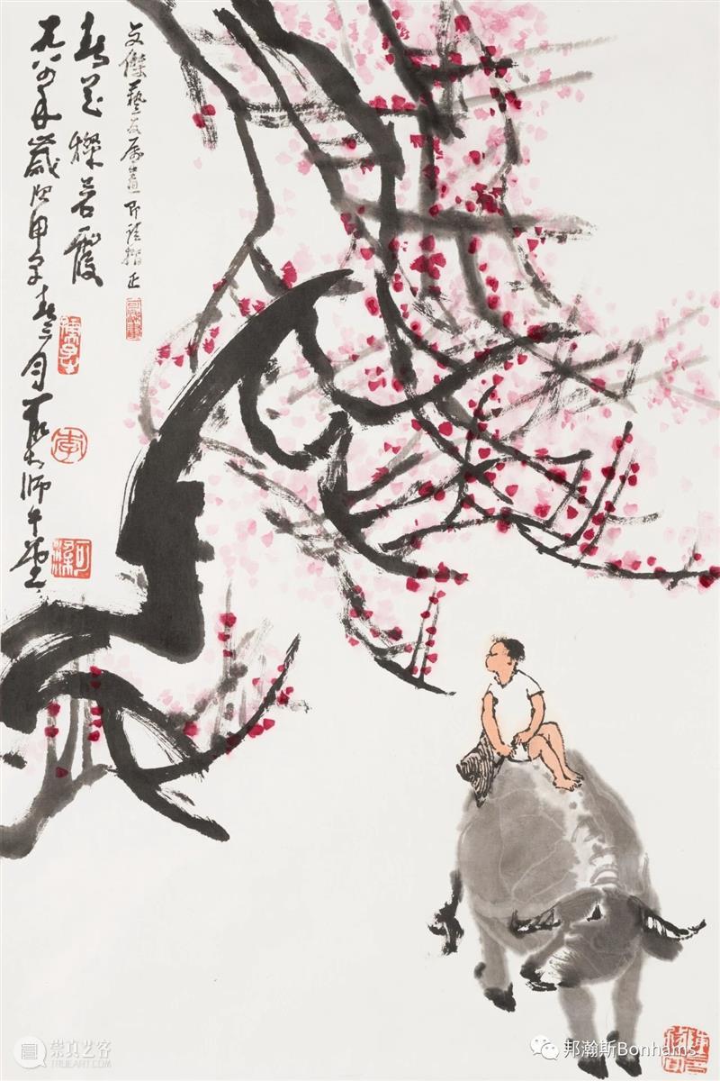 邦瀚斯恭祝大家牛年快乐！ 邦瀚斯 牛年 辛丑年 全体 同仁 李可染 春花灿若霞 色纸本 镜框 成交价 崇真艺客