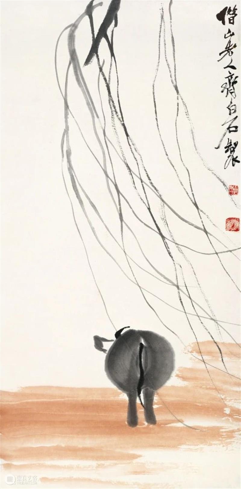 大年初一 | 齐白石与众不同的牛 齐白石 大年 初一 的牛 夕照 镜心 纸本 老人 钤印 白石 崇真艺客