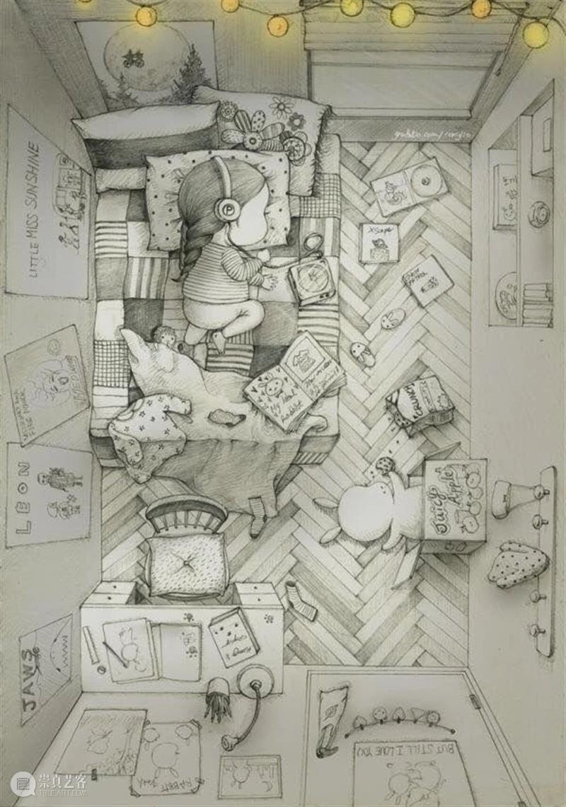 铅笔和纸可以帮我每天做梦 铅笔 韩国 插画家 女孩 Mari 蓬松兔 Burro 日常生活 时刻 细节 崇真艺客