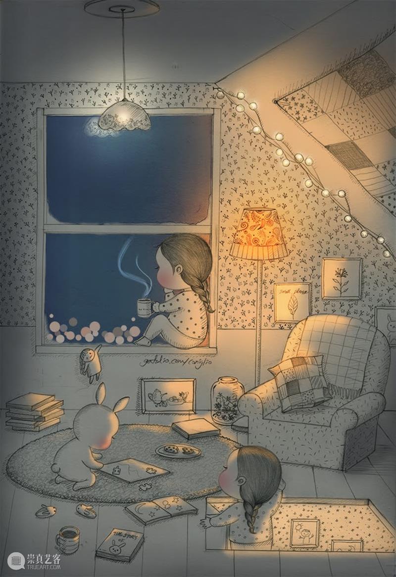 铅笔和纸可以帮我每天做梦 铅笔 韩国 插画家 女孩 Mari 蓬松兔 Burro 日常生活 时刻 细节 崇真艺客