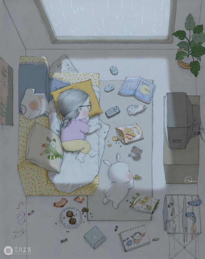 铅笔和纸可以帮我每天做梦 铅笔 韩国 插画家 女孩 Mari 蓬松兔 Burro 日常生活 时刻 细节 崇真艺客