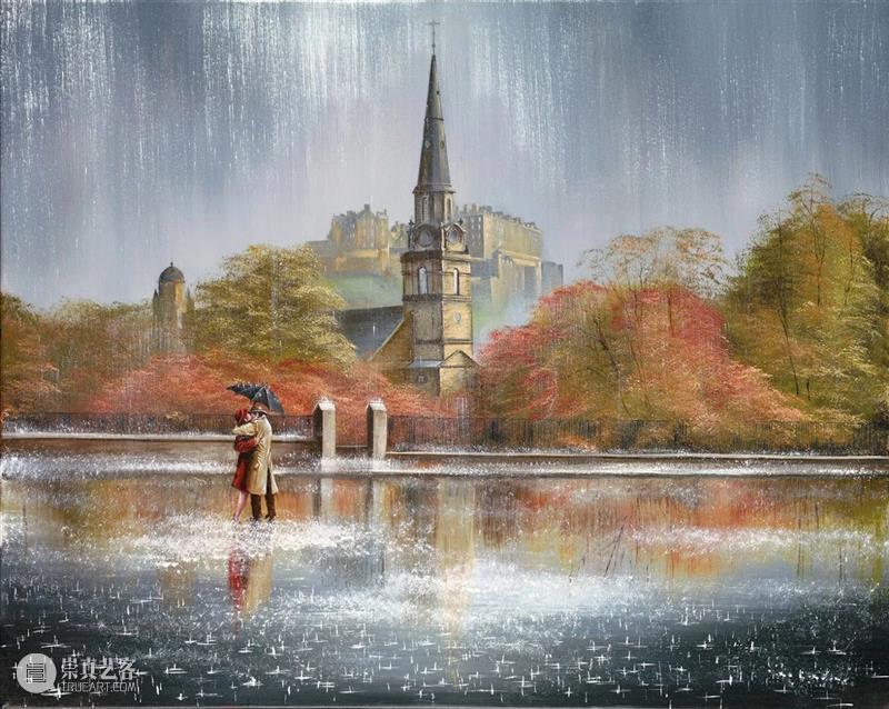 雨中的浪漫曲 雨中的浪漫曲 英国 画家 Rowland 雨中 情侣 作品 气息 雨状 图案 崇真艺客