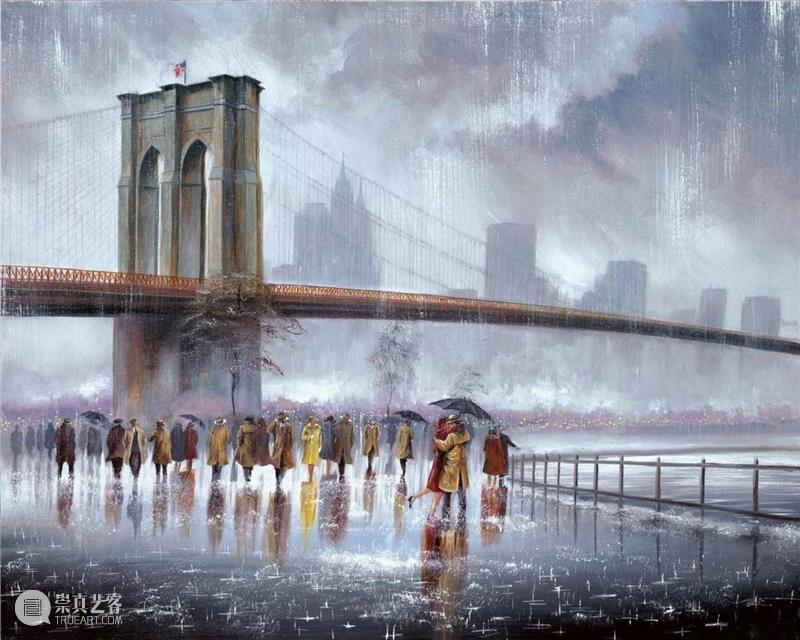 雨中的浪漫曲 雨中的浪漫曲 英国 画家 Rowland 雨中 情侣 作品 气息 雨状 图案 崇真艺客