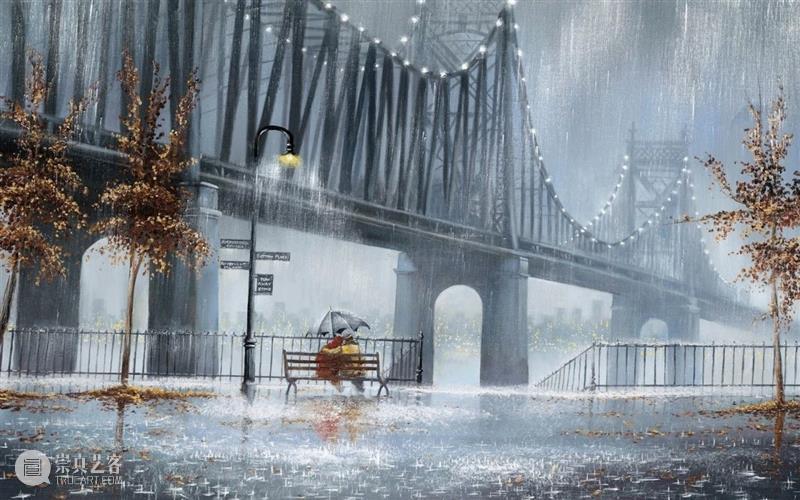 雨中的浪漫曲 雨中的浪漫曲 英国 画家 Rowland 雨中 情侣 作品 气息 雨状 图案 崇真艺客