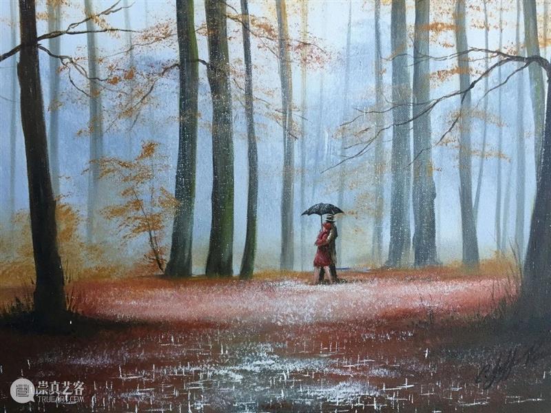 雨中的浪漫曲 雨中的浪漫曲 英国 画家 Rowland 雨中 情侣 作品 气息 雨状 图案 崇真艺客
