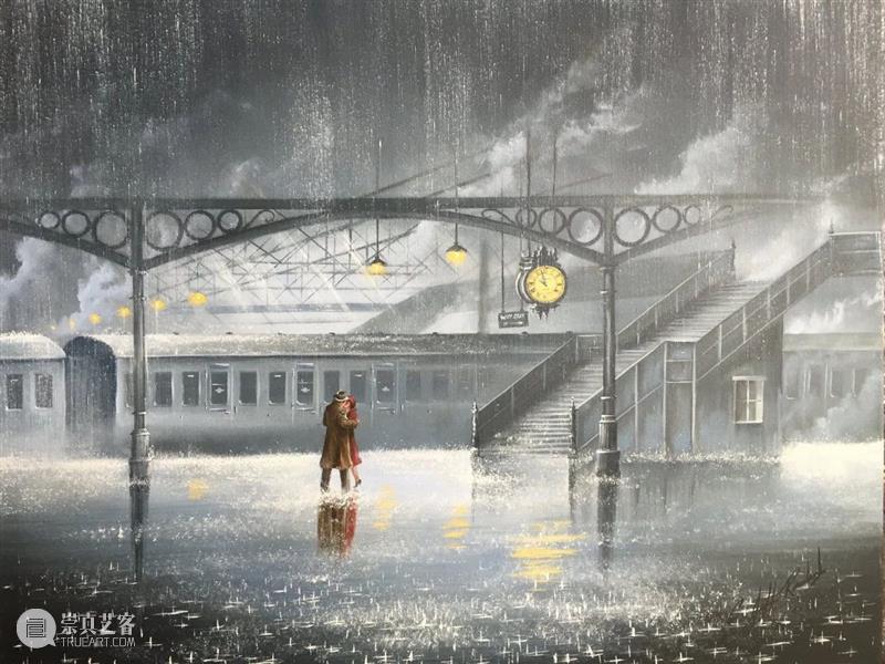 雨中的浪漫曲 雨中的浪漫曲 英国 画家 Rowland 雨中 情侣 作品 气息 雨状 图案 崇真艺客