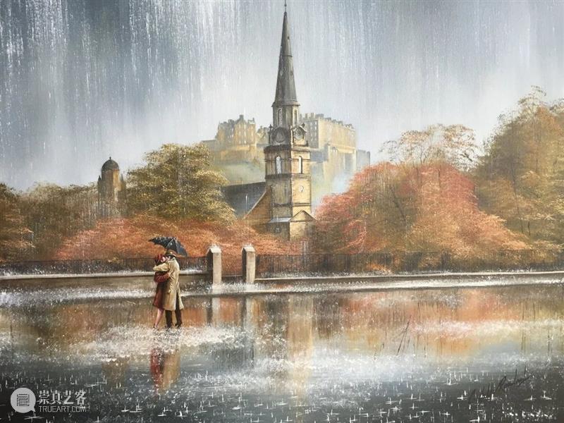 雨中的浪漫曲 雨中的浪漫曲 英国 画家 Rowland 雨中 情侣 作品 气息 雨状 图案 崇真艺客