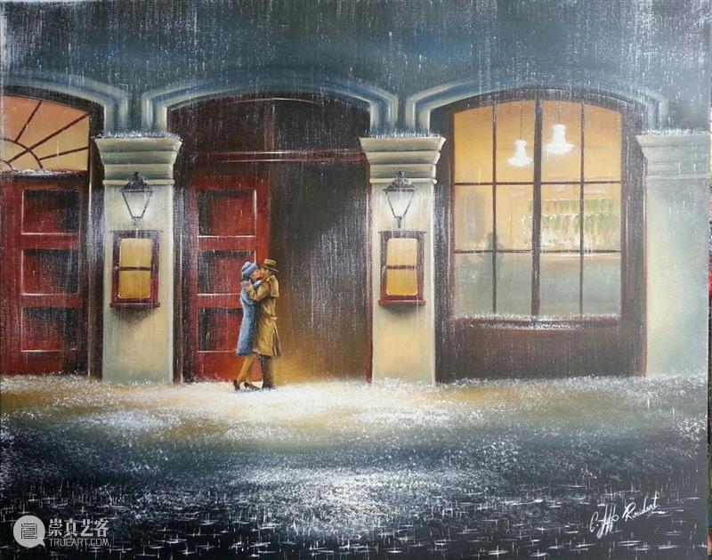 雨中的浪漫曲 雨中的浪漫曲 英国 画家 Rowland 雨中 情侣 作品 气息 雨状 图案 崇真艺客