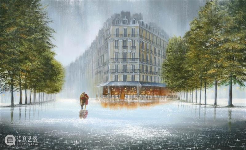 雨中的浪漫曲 雨中的浪漫曲 英国 画家 Rowland 雨中 情侣 作品 气息 雨状 图案 崇真艺客