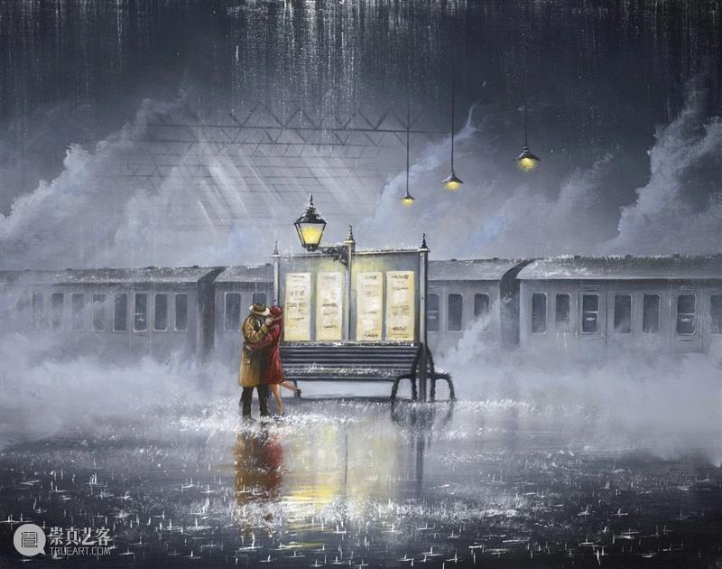 雨中的浪漫曲 雨中的浪漫曲 英国 画家 Rowland 雨中 情侣 作品 气息 雨状 图案 崇真艺客
