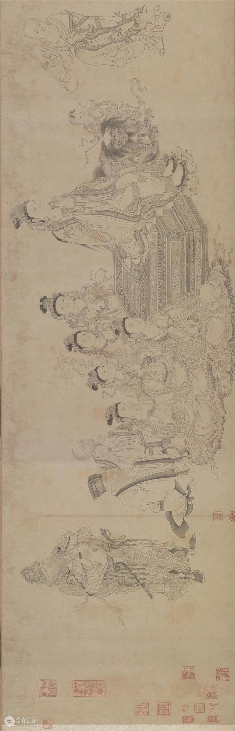 高清赏古画：故宫博物院藏维摩演教图卷免费下载 维摩演教图卷 故宫博物院 古画 纸本 白描 人物 TIFF 图像 维摩演教图 维摩诘所说经 崇真艺客