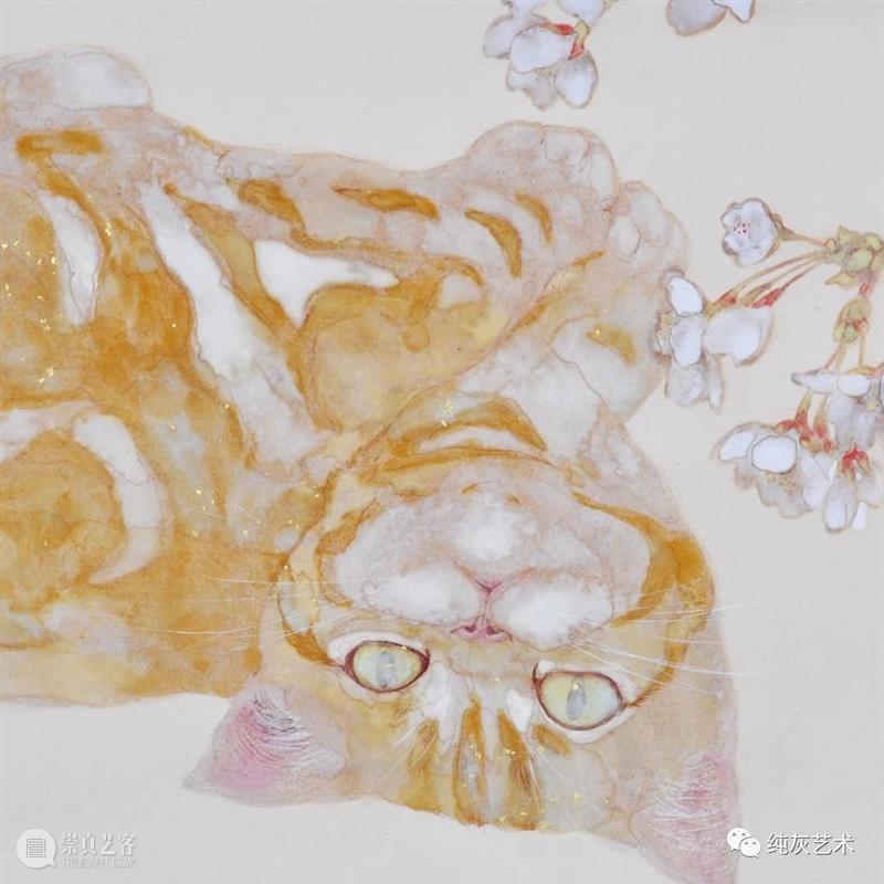 慵懒温和的猫咪 猫咪 日本 插画师 haruka kuno 矿物 颜料 金箔 银箔 兔子 崇真艺客