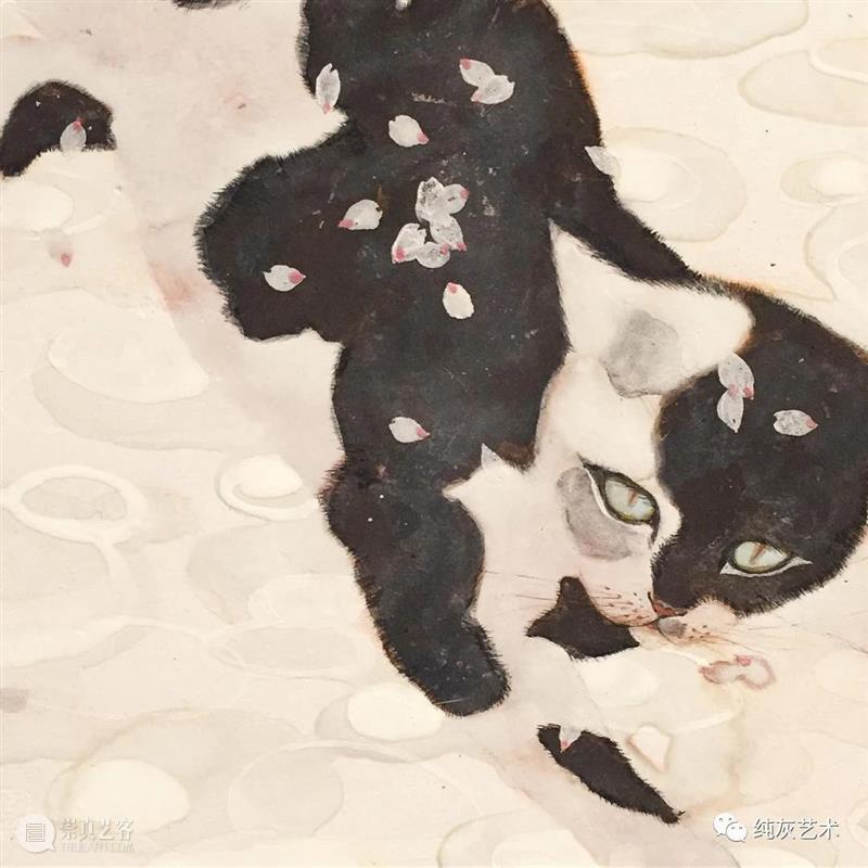 慵懒温和的猫咪 猫咪 日本 插画师 haruka kuno 矿物 颜料 金箔 银箔 兔子 崇真艺客