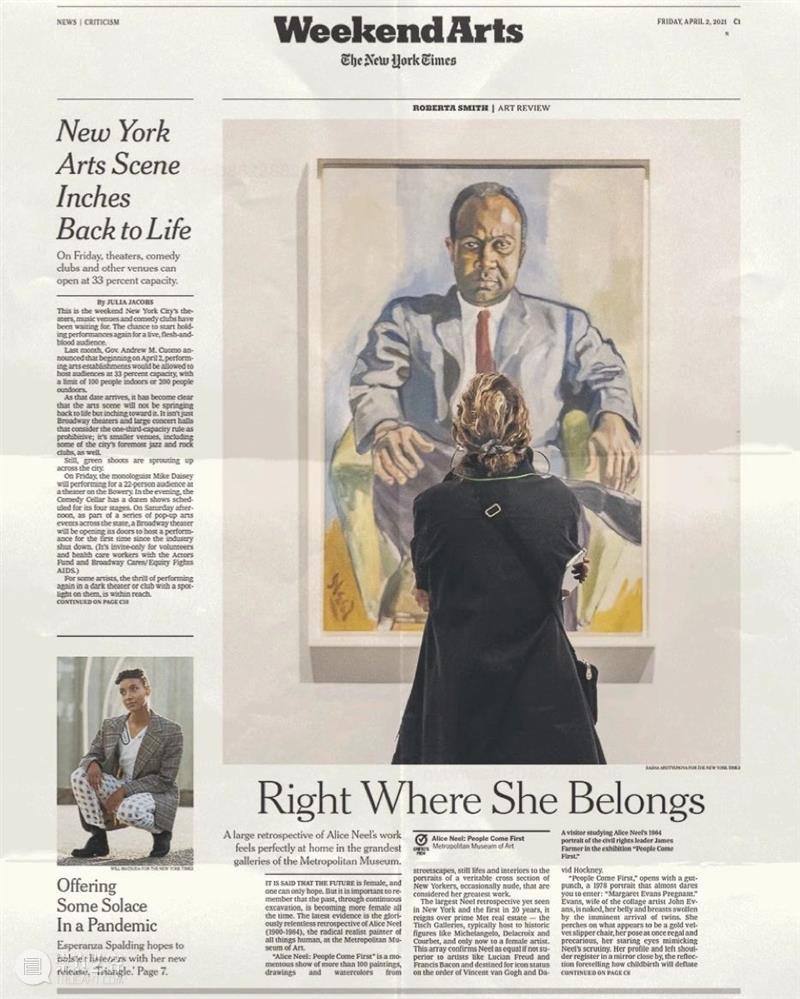 《纽约时报》头条展评 | 爱丽丝·尼尔(Alice Neel)大都会博物馆回顾展 纽约时报 展评 尼尔 爱丽丝 Neel 大都会博物馆 头条 美国国家肖像馆 詹姆斯 法默 崇真艺客