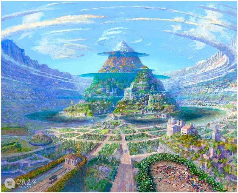 正在展出 | 宫崎骏动画场景原画师井上直久的梦幻世界 井上直久 宫崎骏 场景 动画 画师 梦幻世界 空中花园 丙烯 地方 笔触 崇真艺客