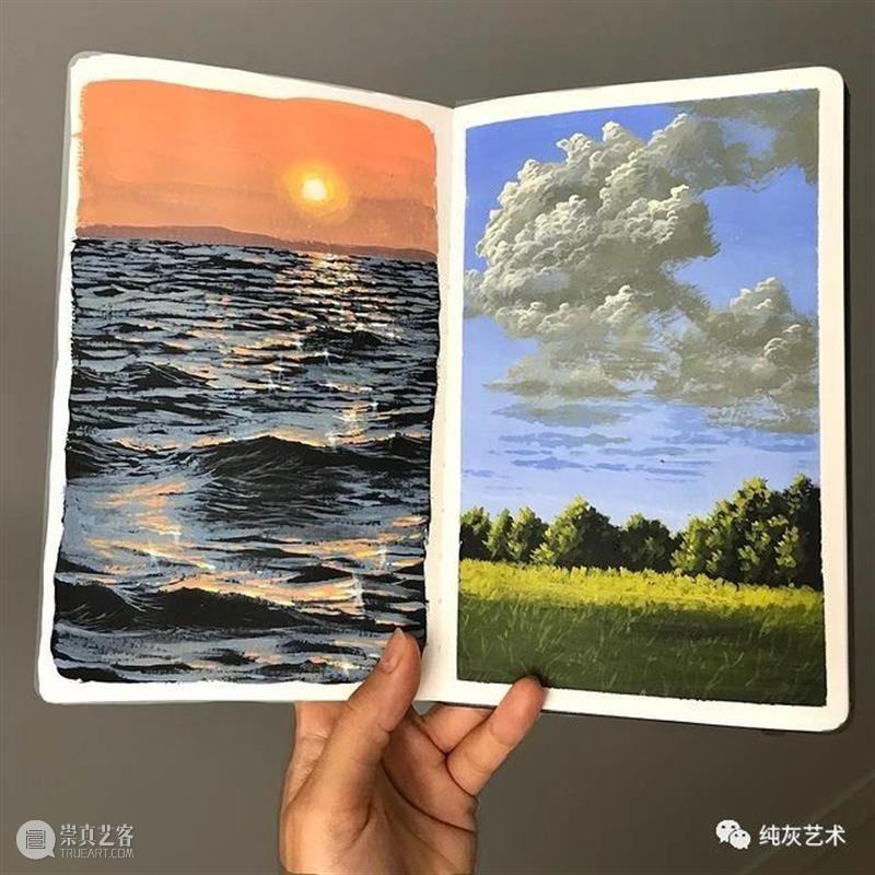 想走进她的速写本里去 速写本 土耳其 艺术家 落日 余晖 海面 小景 作品 往期 好文 崇真艺客