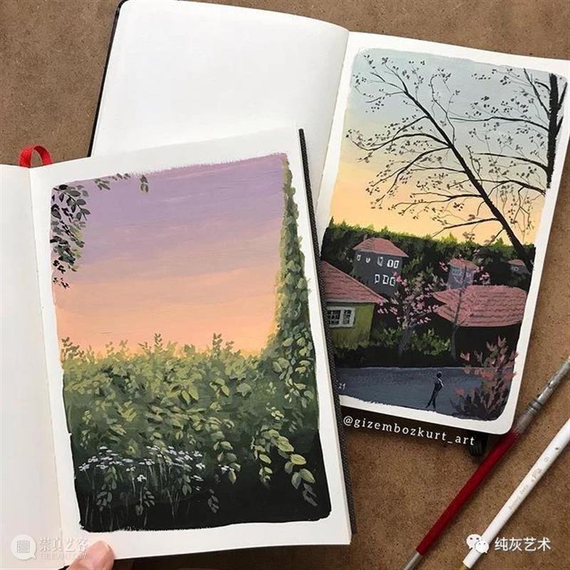 想走进她的速写本里去 速写本 土耳其 艺术家 落日 余晖 海面 小景 作品 往期 好文 崇真艺客