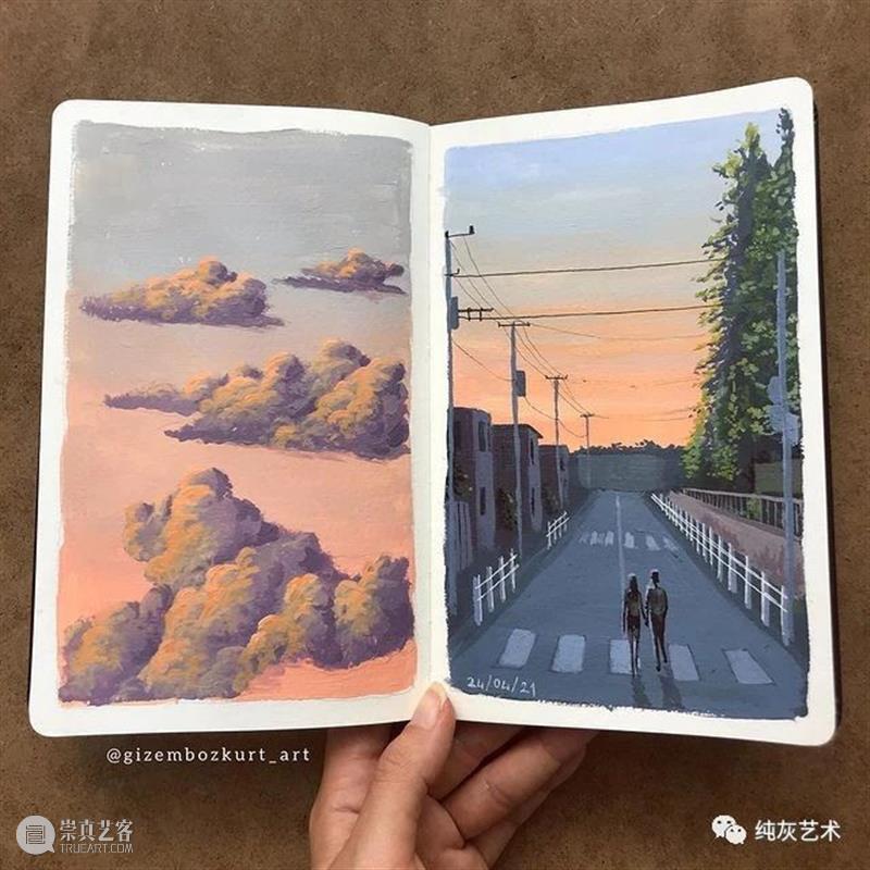 想走进她的速写本里去 速写本 土耳其 艺术家 落日 余晖 海面 小景 作品 往期 好文 崇真艺客
