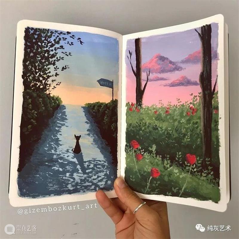 想走进她的速写本里去 速写本 土耳其 艺术家 落日 余晖 海面 小景 作品 往期 好文 崇真艺客