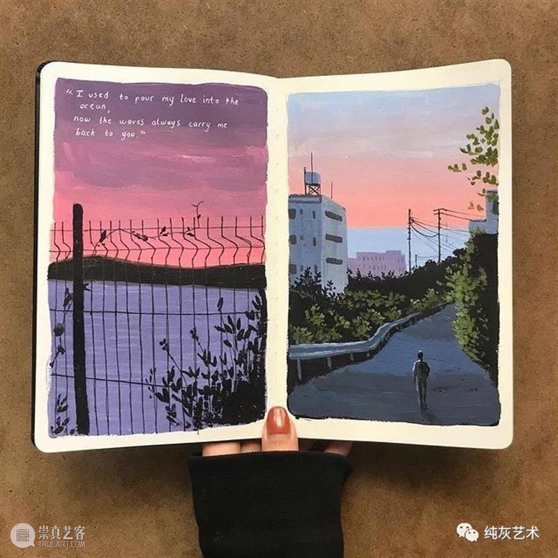 想走进她的速写本里去 速写本 土耳其 艺术家 落日 余晖 海面 小景 作品 往期 好文 崇真艺客