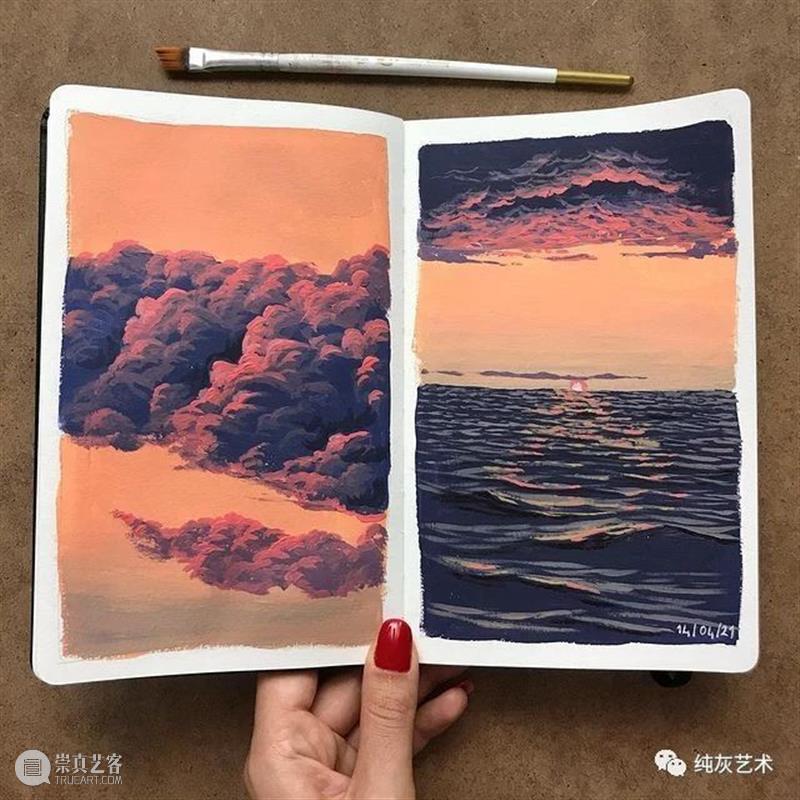 想走进她的速写本里去 速写本 土耳其 艺术家 落日 余晖 海面 小景 作品 往期 好文 崇真艺客