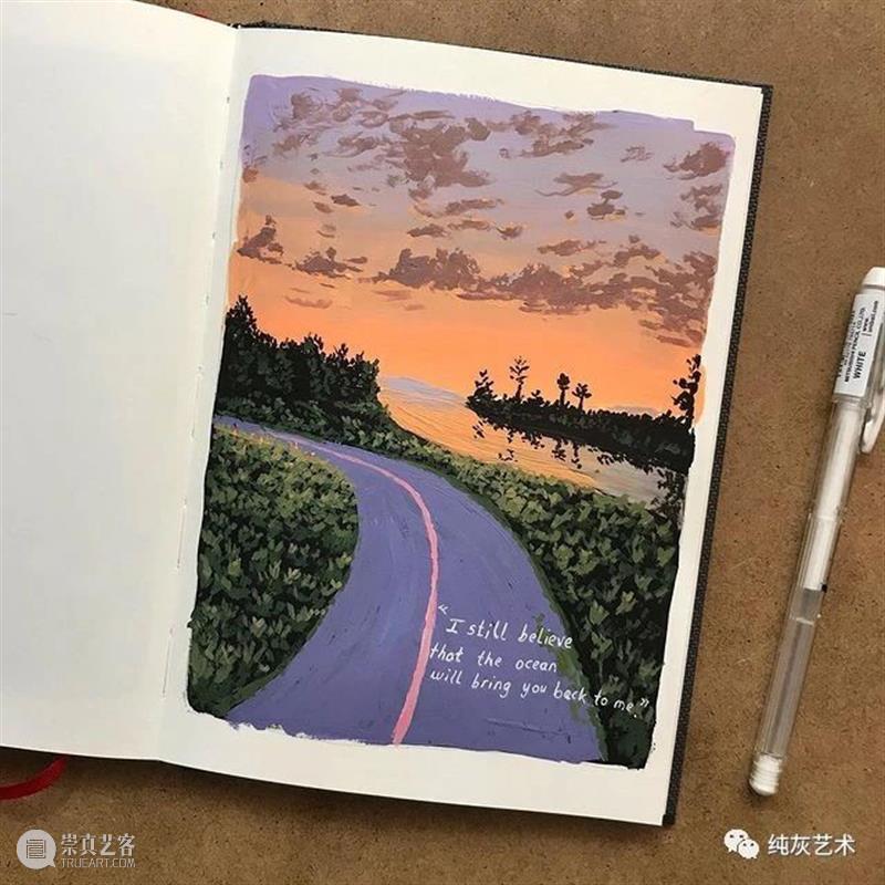 想走进她的速写本里去 速写本 土耳其 艺术家 落日 余晖 海面 小景 作品 往期 好文 崇真艺客
