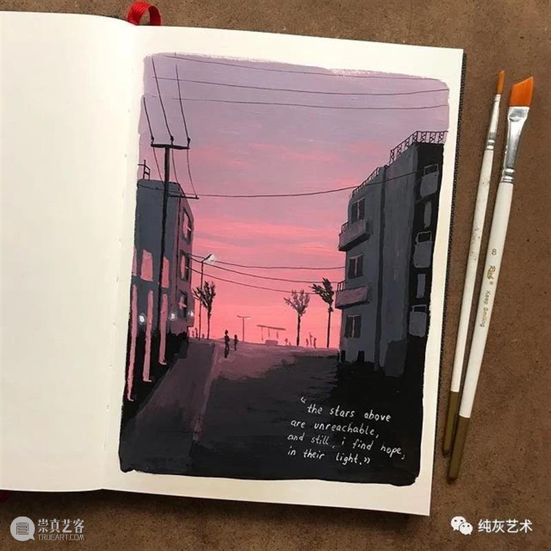 想走进她的速写本里去 速写本 土耳其 艺术家 落日 余晖 海面 小景 作品 往期 好文 崇真艺客