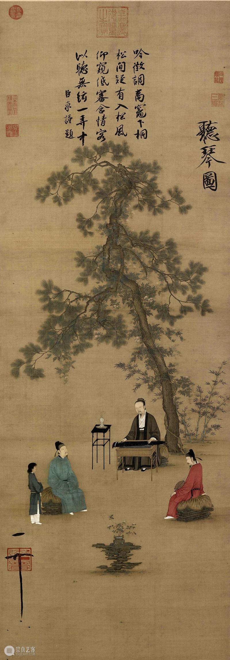 高清赏古画：“宋徽宗听琴图”免费下载 古画 宋徽宗 听琴图 北宋 赵佶 绢本 设色 北京故宫博物院 官僚 贵族 崇真艺客