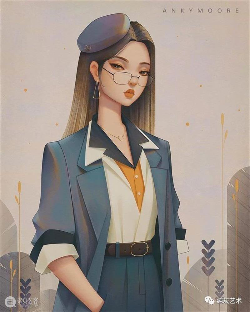 复古风的气质少女插画 插画 气质 少女 风格 色调 画面 笔下 女性 气场 人物 崇真艺客